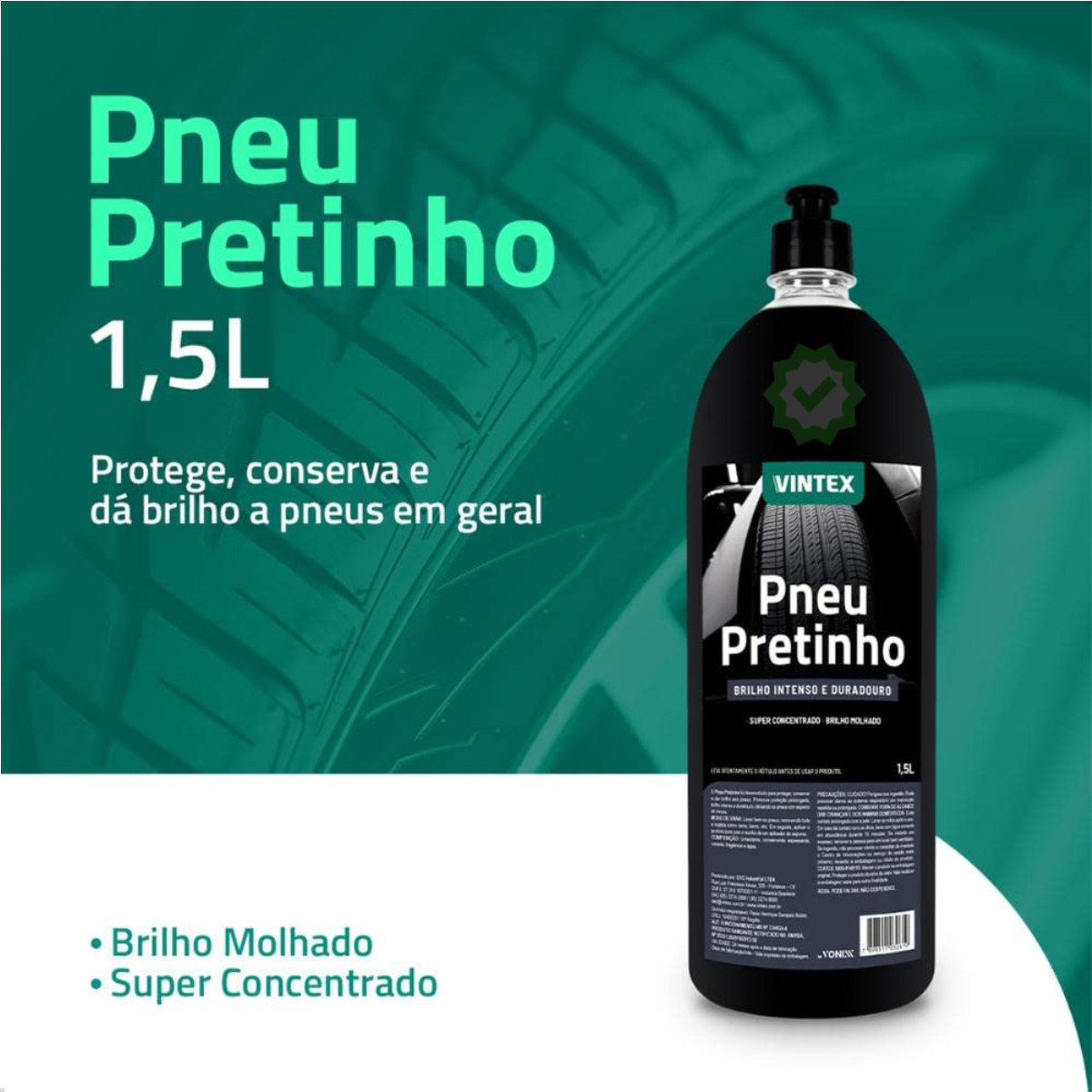 Limpa Pneu Pretinho 1,5L Automotivo Vonixx