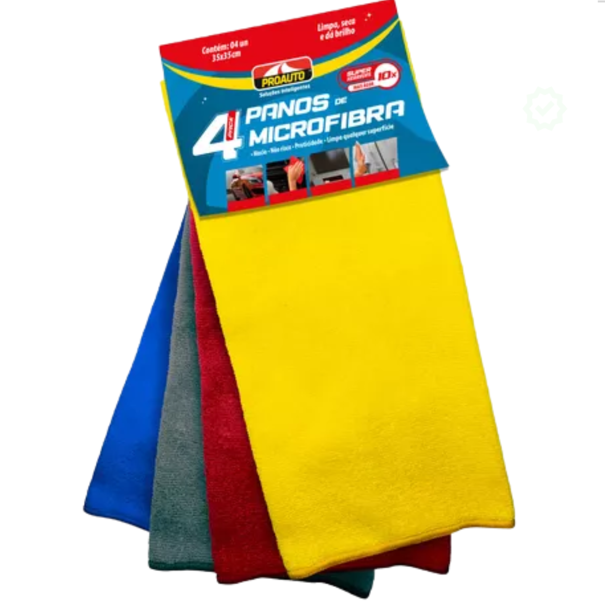 Kit 4 Panos Microfibra Proauto 35x35 Cm L...