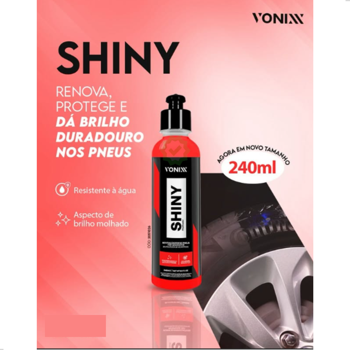 SHINY 240ML - PNEU PRETINHO BRILHO MOLHAD...