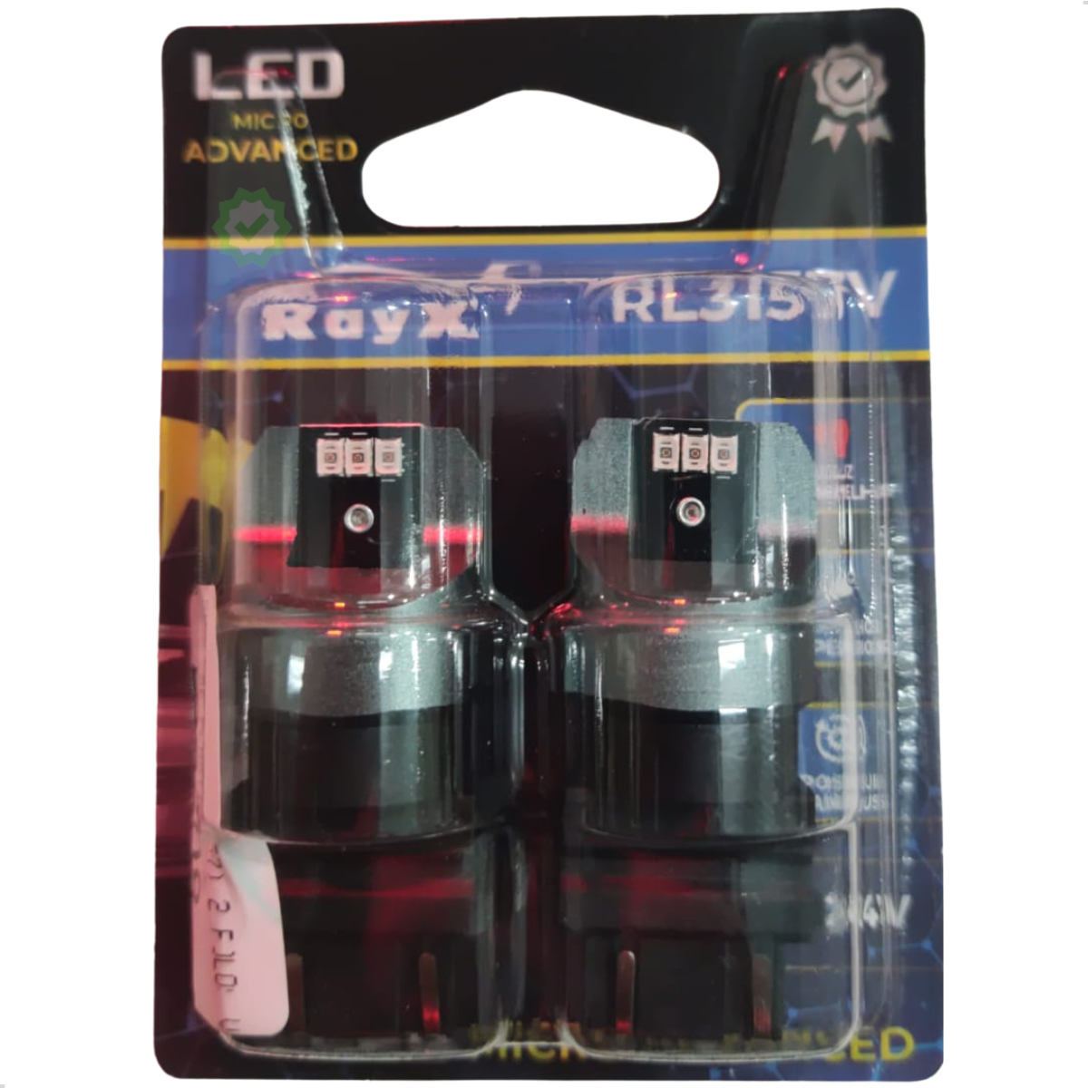 Par Lampada LED T20 (3157) 2 POLOS VERMEL...