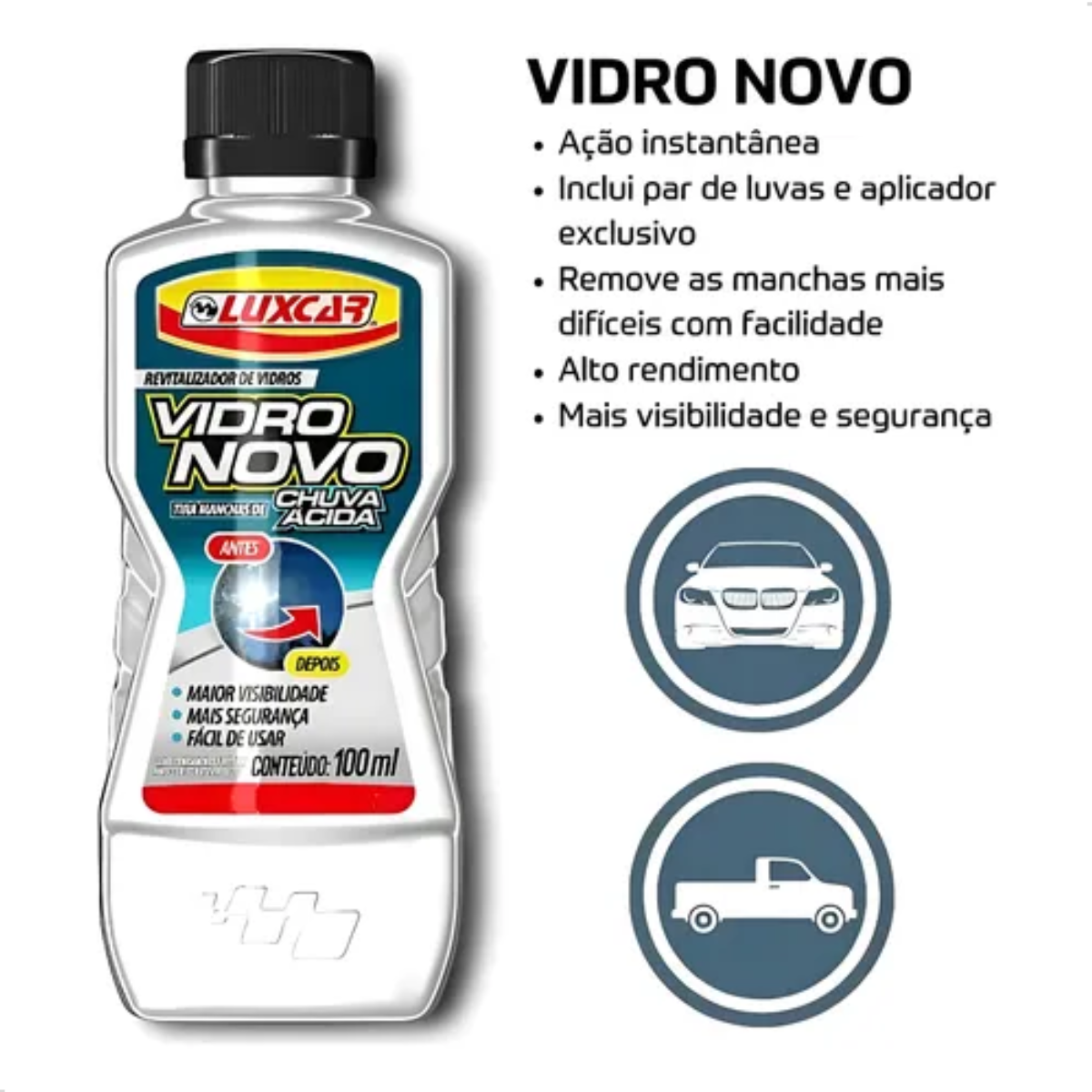 Revitalizador De Vidros Novo 100ml Luxcar