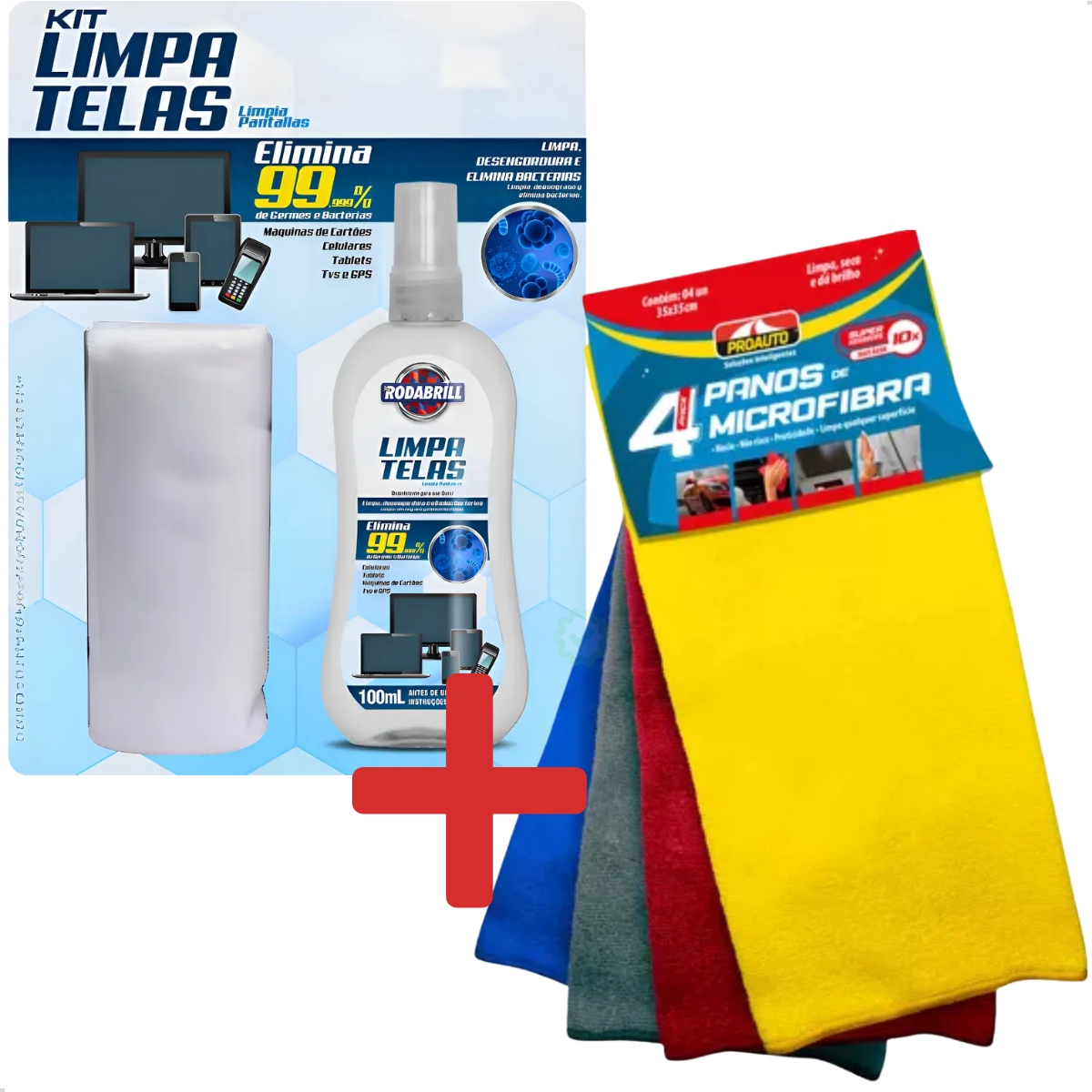 Kit 4 Panos Microfibra Proauto 35x35 e L ...