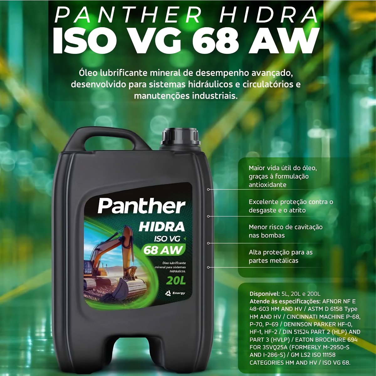 OLEO 68AW ENERGY PANTHER HIDRA ISO VG - 20L 