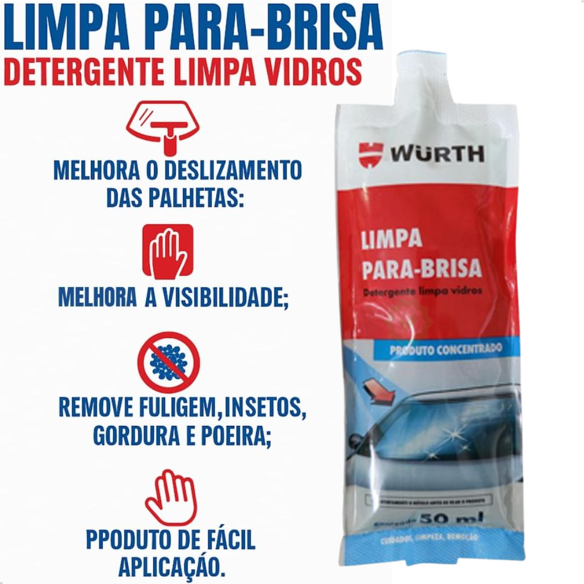 Limpa Para-Brisa Sachê 50ml Embalagem co ...