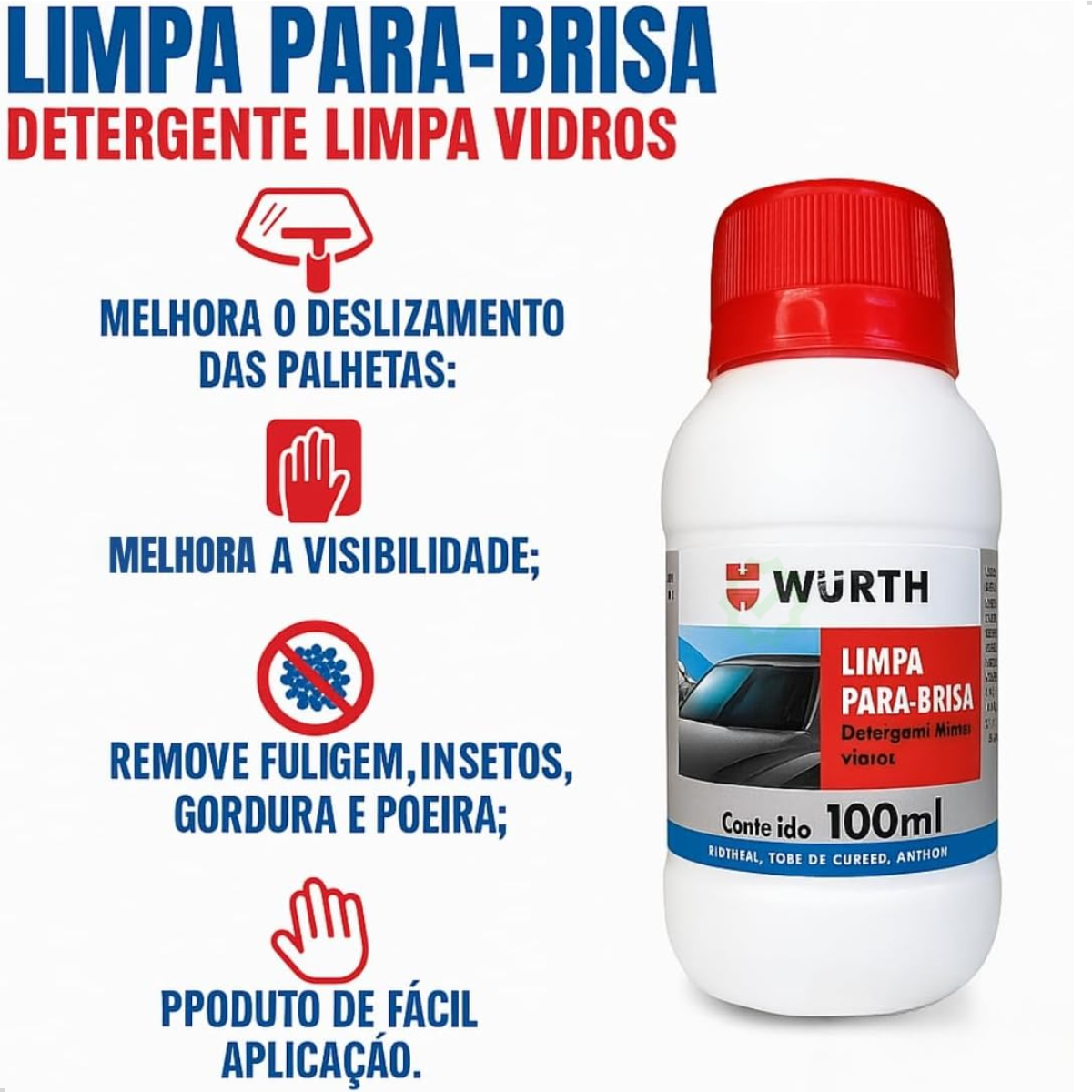 Limpa Para-Brisa Automotivo Wurth 15 uni ...