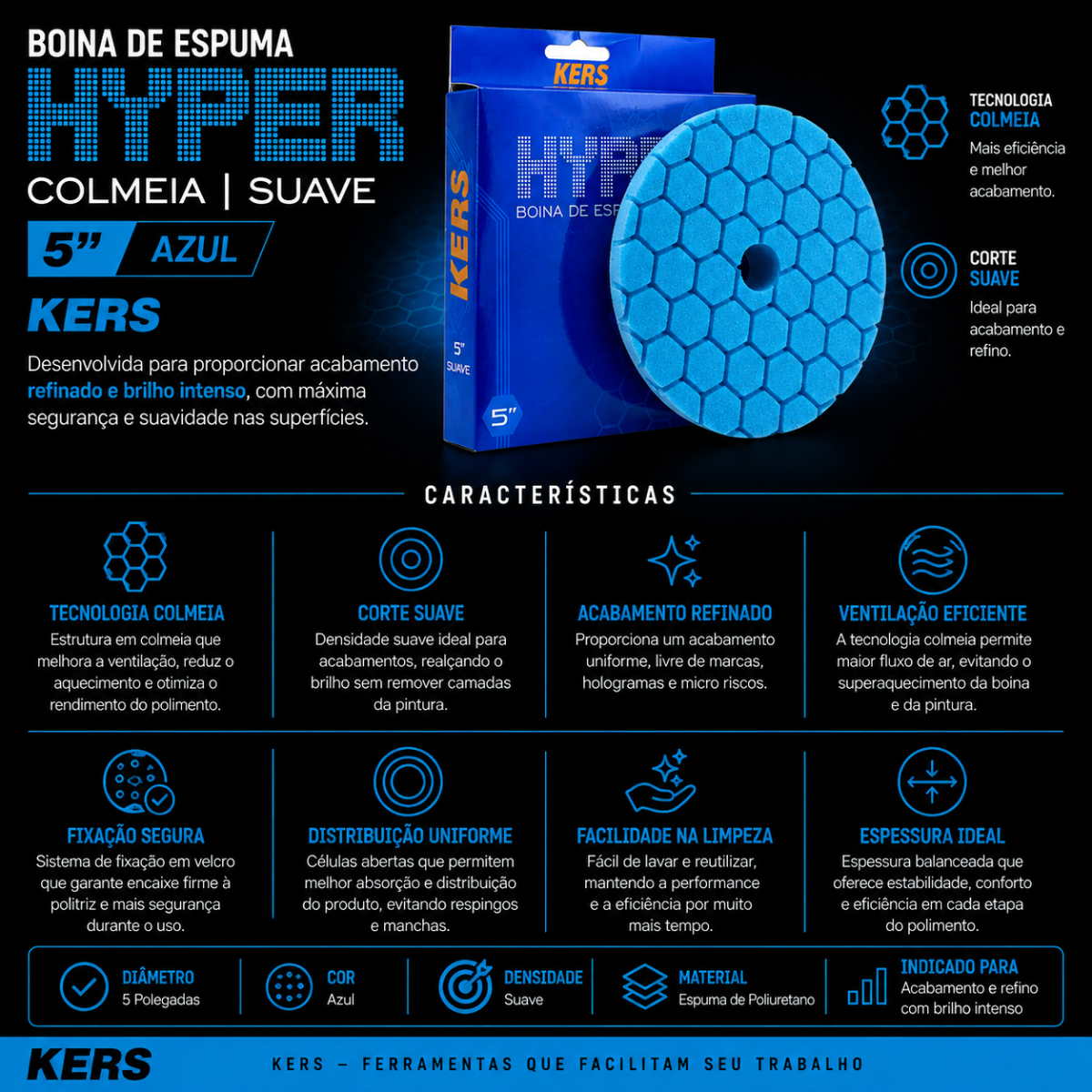 Boina De Espuma Hyper Colmeia Suave 5